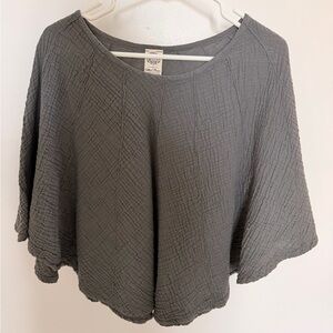 Cotton flower grey poncho 100% cotton